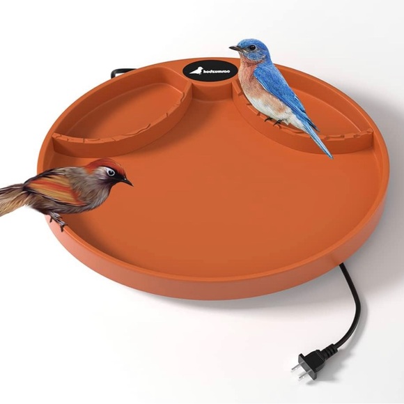 Heated Bird Bath, 75W Thermostatically Controlled Birdbath Heater with 2 Food - Picture 1 of 6